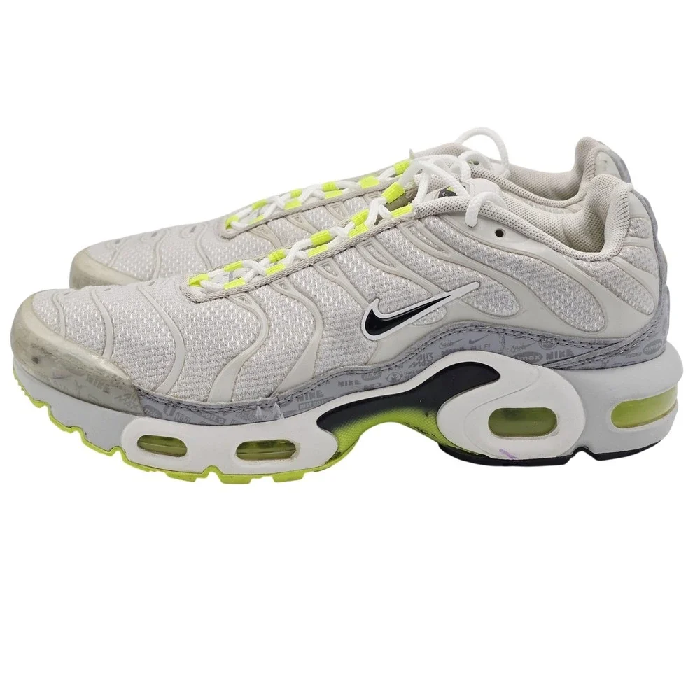 Nike‎ Air Max Plus Shoes Youth Size 6.5Y White Volt CD0609-015 Casual Sneakers
